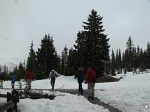 Walking in the snow at Peyto Lake